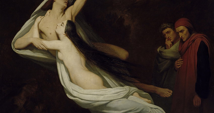 Les hollandais à Paris. Ary Scheffer, Les ombres de Francesca da Rimini et de Paolo Malatesta apparaissent à Dante et à Virgil, 1854