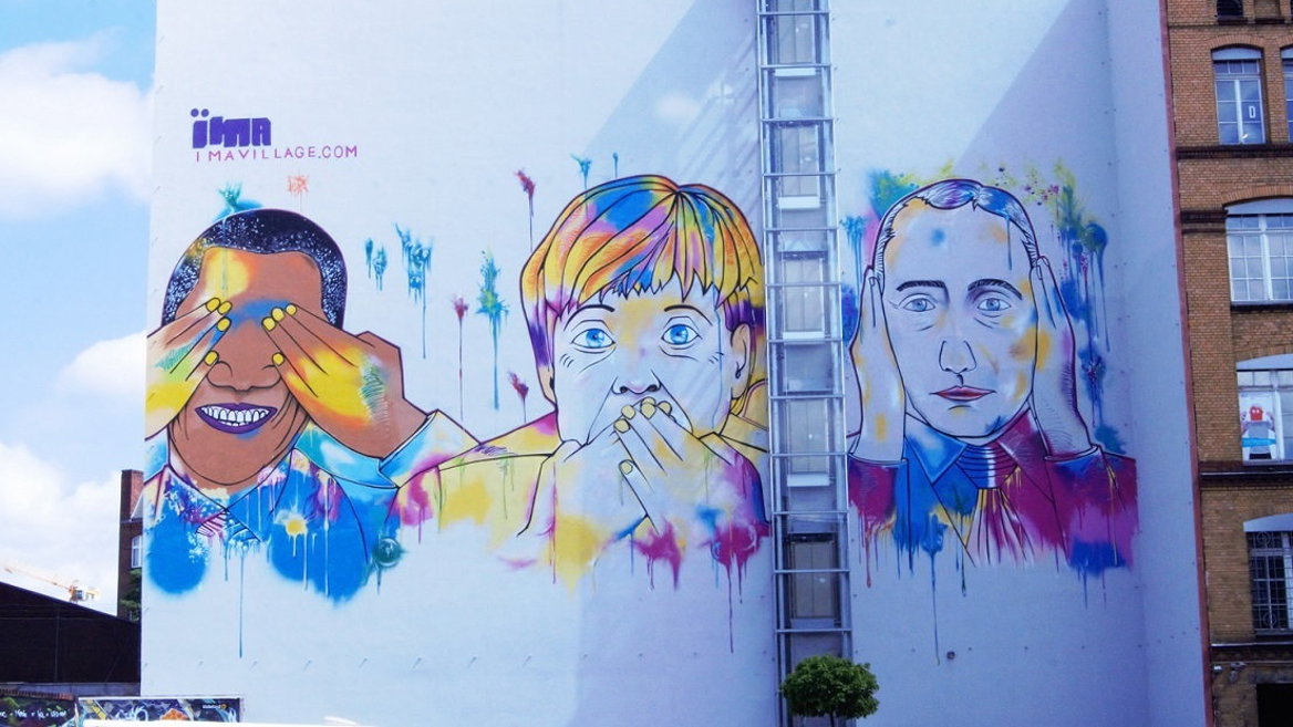 The politicians Obama, Merkel and Putin by Syrus