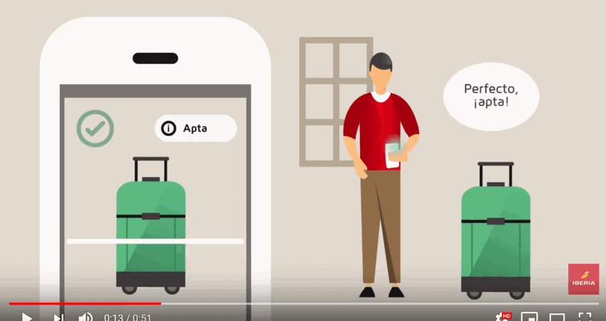 Nueva funcionalidad de la app de Iberia para verificar que tu maleta cumple las medidas de cabina