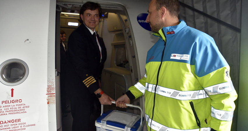 Iberia ha transportado 110 de los 1.075 órganos registrados por la Organización Nacional de Trasplantes en 2019.