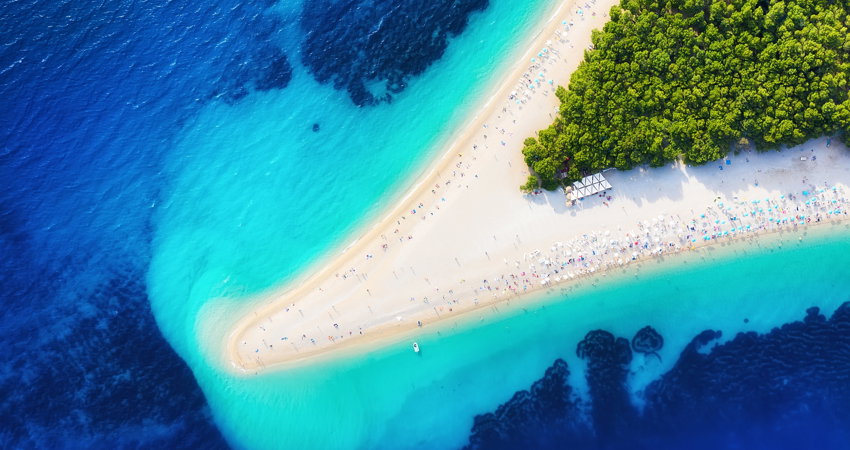 Zlatni Rat, a long and photogenic spit of land, may be the most photographed spot on the island of Brač in Croatia