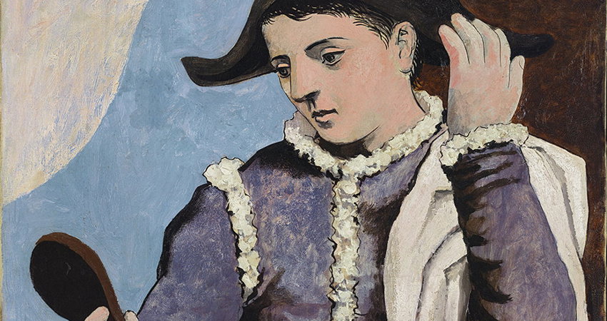 Harlequin with a Mirror combines three characters from the circus and the Commedia dell’arte that held a strong fascination for Picasso.