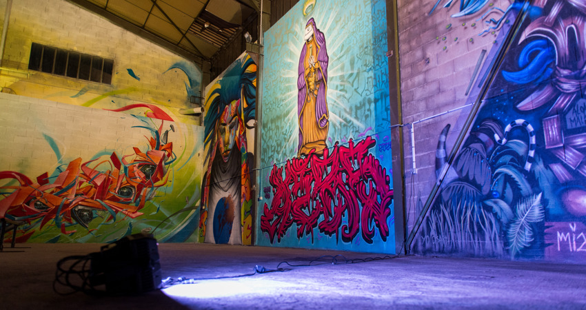 Aerochrome space, with works by Trom, Snake, Xerou and Miadana / Photo: © Cisart