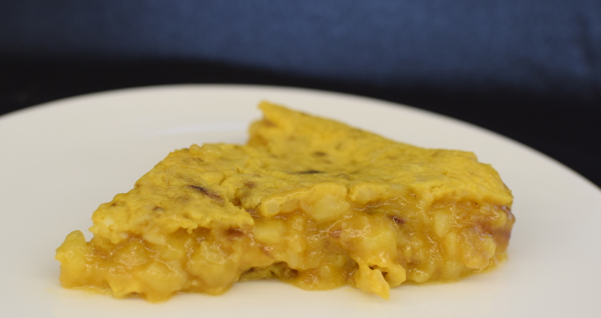 Vista de la tortilla ganadora del concurso donde puede apreciarse su cremosidad