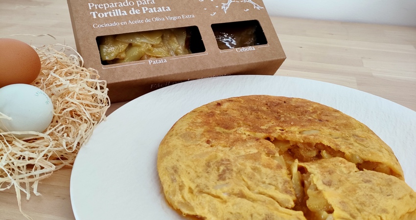 Packaging y resultado del preparado de tortilla de Cobardes y Gallinas