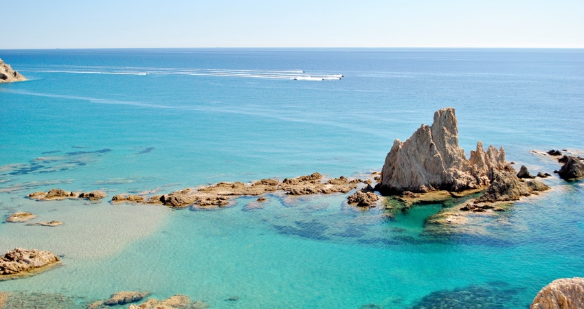 The crystal-clear waters of Almeria, in Cabo de Gata