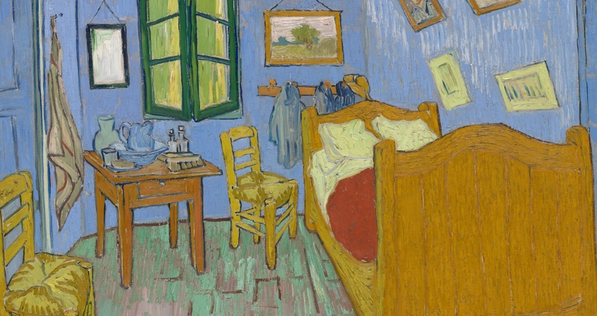 The painter's bedroom at his home, in Arlés, South of France